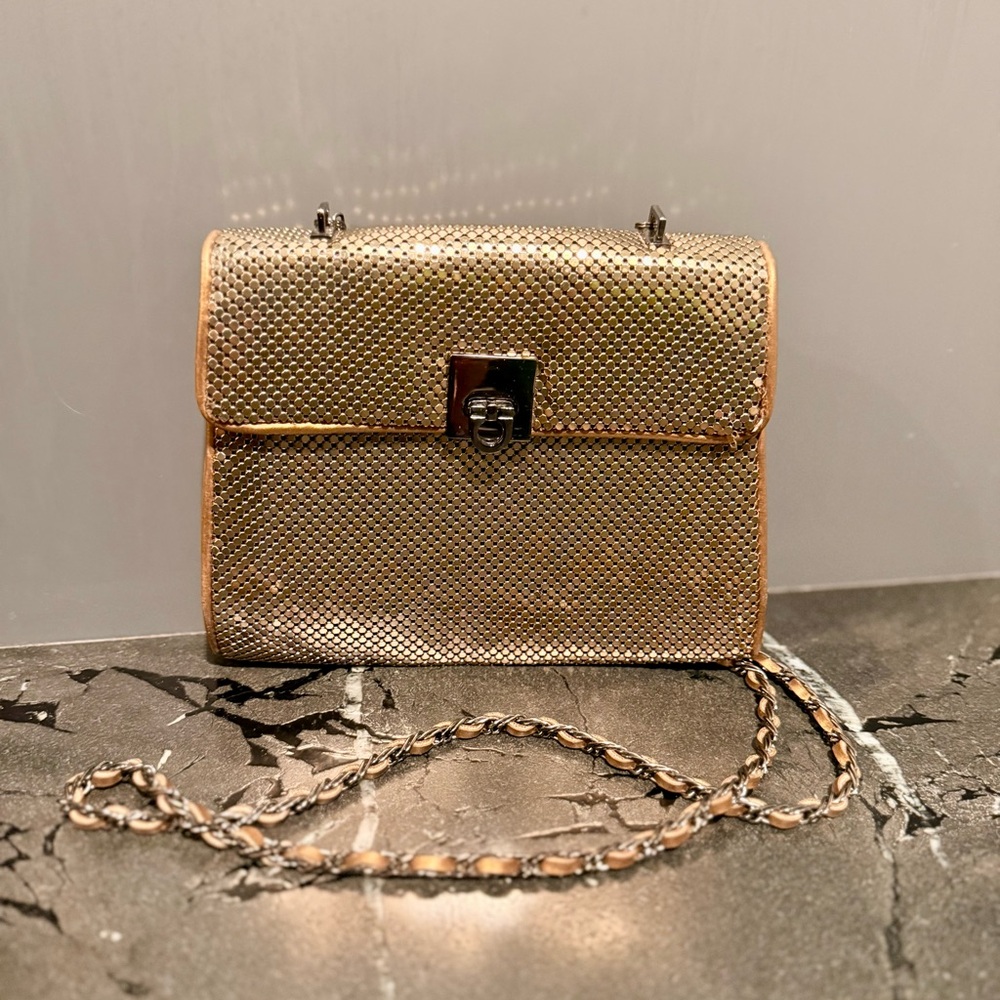 Whiting & Davis Gold Mesh Crossbody Bag